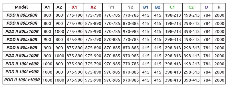 Radaway Nes PDD II kabina półokrągła 80Lx80R drzwi otwierane chrom przeźroczyste Easy Clean 10030080-01-01L+10030080-01-01R