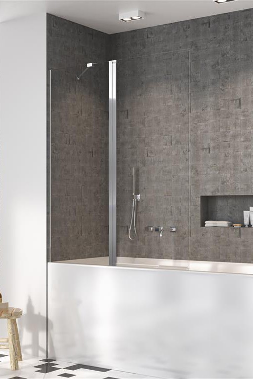 Radaway Nes PND II parawan nawannowy dwuczęściowy 100 cm lewy chrom przeźroczyste Easy Clean 10009100-01-01L