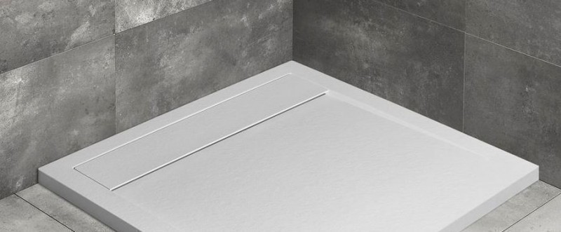Radaway Teos F Stone brodzik prostokątny płaski 160x100 cm konglomerat efekt kamienia biały HTF160100-04