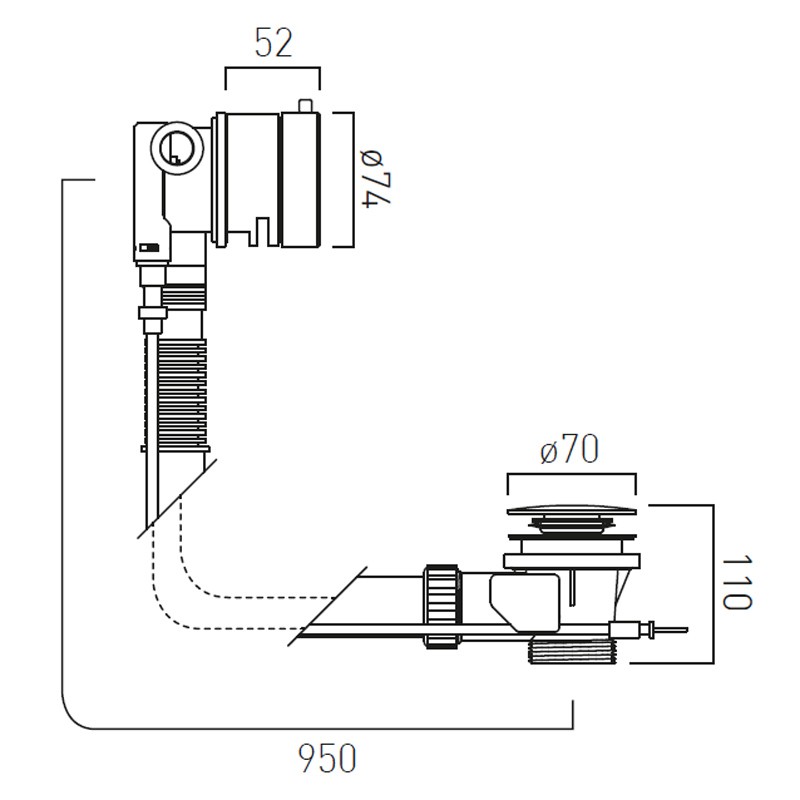 Vado odpływ wannowy z funkcją napełniania przez przelew, korek automatyczny chrom WG-81552A-CP