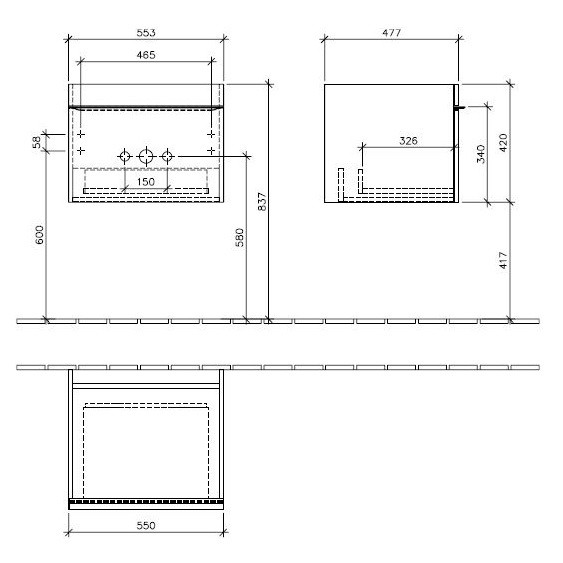 Villeroy&Boch Venticello szafka podumywalkowa 55x42 biały połysk Glossy White A93201DH