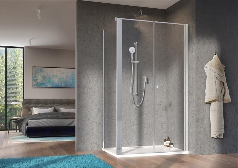 Radaway Nes DWD+S kabina prostokątna 110x100 drzwi dwuczęściowe wahadłowe 110 i ścianka 100 chrom przeźroczyste Easy Clean 10034110-01-01+10040100-01-01