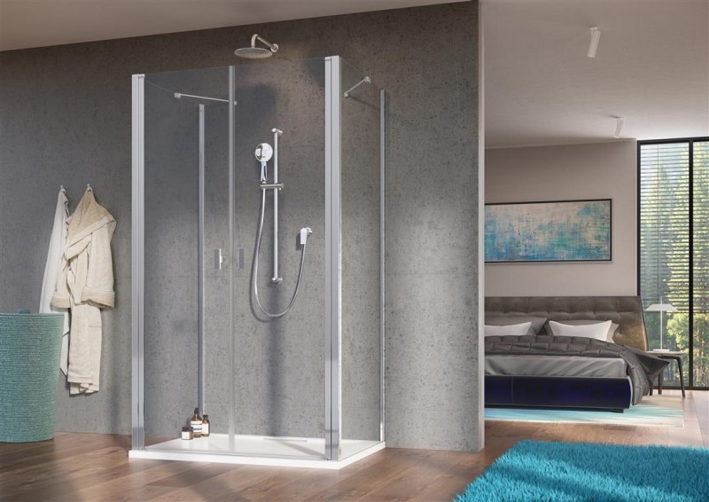 Radaway Nes DWD+2S kabina trójścienna 75x120x75 drzwi dwuczęściowe wahadłowe chrom przeźroczyste Easy Clean 10040075-01-01+10035120-01-01+10040075-01-01