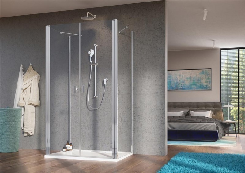 Radaway Nes DWD+2S kabina trójścienna 100x120x100 drzwi dwuczęściowe wahadłowe chrom przeźroczyste Easy Clean 10040100-01-01+10035120-01-01+10040100-01-01