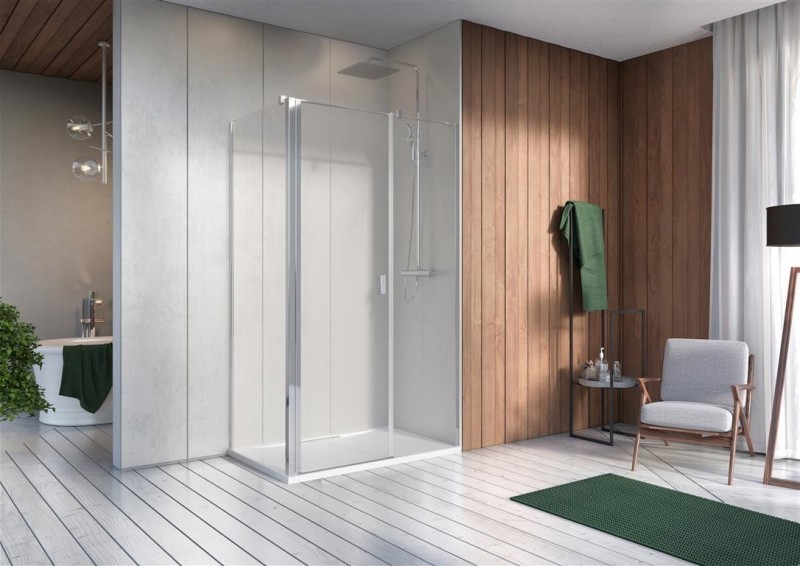 Radaway Nes KDS II kabina prostokątna 100x75 drzwi wahadłowe PRAWE 100 i ścianka 75 chrom przeźroczyste Easy Clean 10033100-01-01R+10040075-01-01