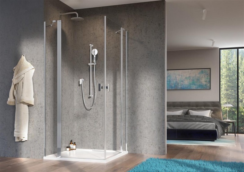 Radaway Nes KDD II kabina kwadratowa 90x90 drzwi otwierane chrom przeźroczyste Easy Clean 10031090-01-01L+10031090-01-01R