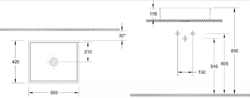 Sapho Purity umywalka ceramiczna prostokątna 50x42 cm nablatowa /stawiana na blat biały 10PL66050