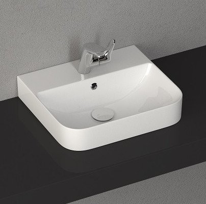 Sapho SOTT AQUA umywalka ceramiczna prostokątna 48x42 cm nablatowa /wisząca/ wpuszczana w blat biały 10SQ50048