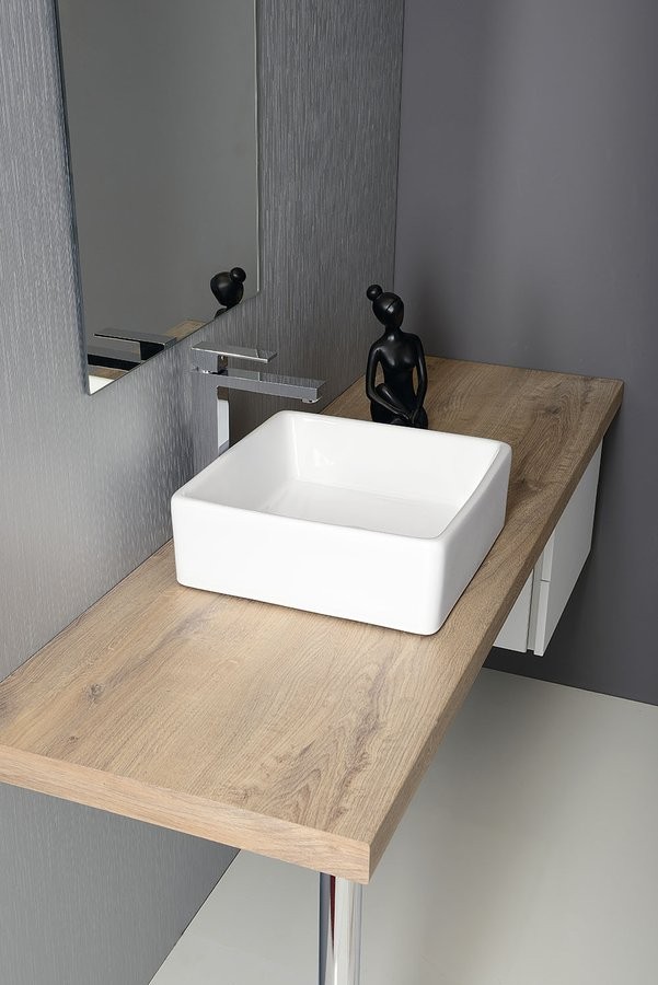 Sapho Ubega umywalka ceramiczna kwadratowa 38x38 cm nablatowa /stawiana na blat biały BH7006