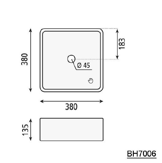 Sapho Ubega umywalka ceramiczna kwadratowa 38x38 cm nablatowa /stawiana na blat biały BH7006