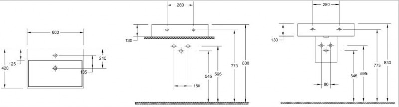 Sapho Purity umywalka ceramiczna prostokątna 60x42 cm nablatowa/wisząca biały 10PL50060
