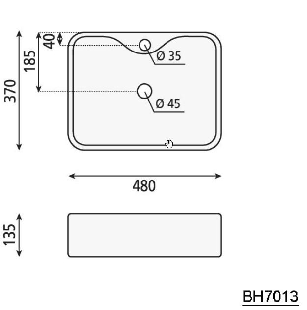 Sapho Balena Umywalka prostokątna nablatowa/stawiana na blat ceramiczna 48x37 cm biały BH7013