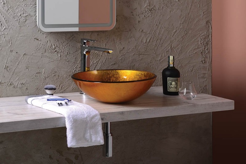 Sapho Beauty Ago umywalka okrągła 42x42 cm nablatowa / stawiana na blat złota 2501-19