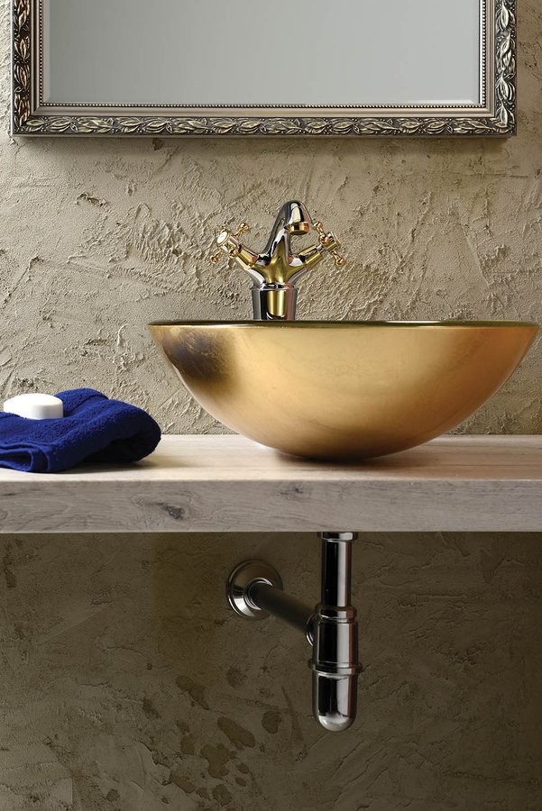 Sapho Beauty Shay umywalka okrągła 42x42 cm nablatowa/ stawiana na blat złota 2501-22