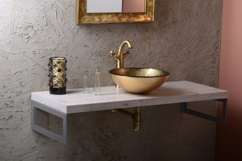 Sapho Beauty Fianna umywalka okrągła 42x42 cm nablatowa / stawiana na blat złota 2501-21