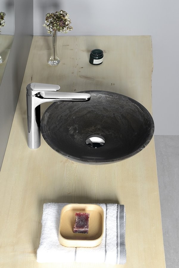 Sapho Blok umywalka owalna 40x40 cm nablatowa/ stawiana na blat matowy brązowy kamień 2401-02