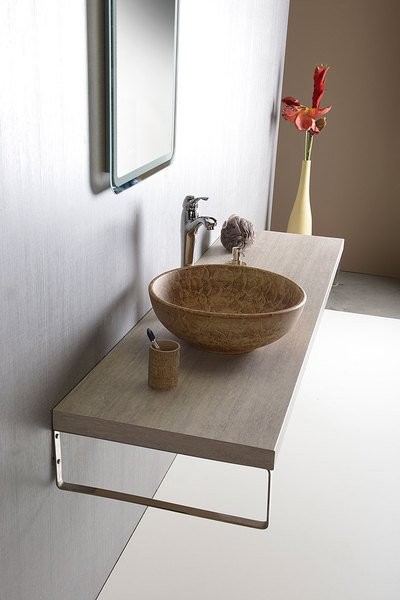 Sapho Priori  umywalka okrągła 42x42 cm nablatowa / stawiana na blat brązowa PI010