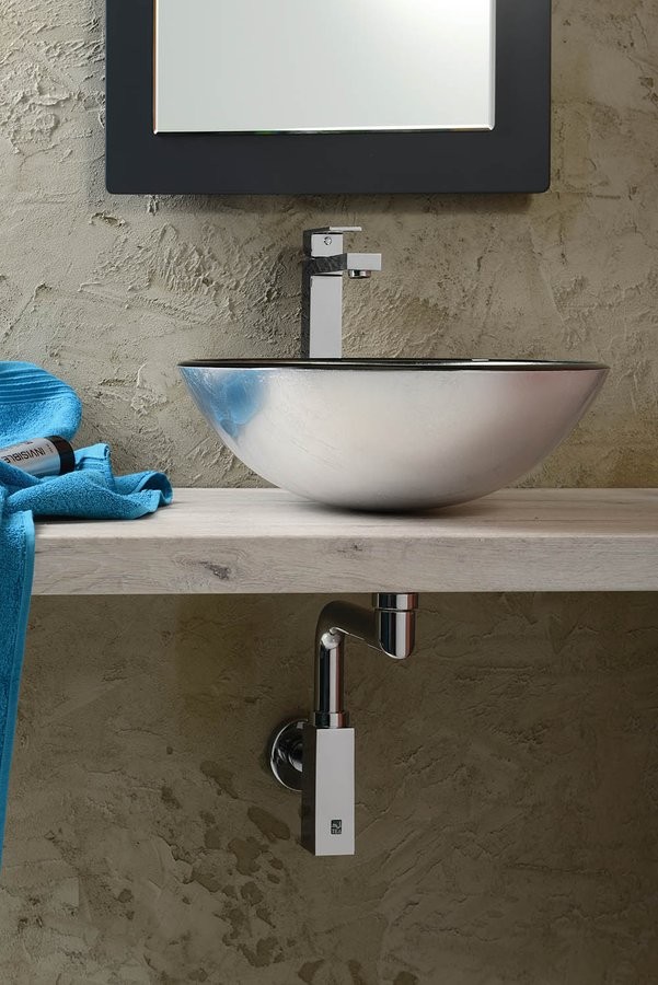 Sapho Beauty Damar umywalka okrągła 42x42 cm nablatowa/ stawiana na blat srebrny 2501-20