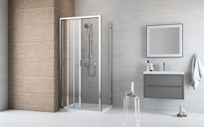 Radaway Evo DW+S kabina 120x70 drzwi przesuwne 120 i ścianka 70 chrom przeźroczyste Easy Clean 335120-01-01 + 336070-01-01