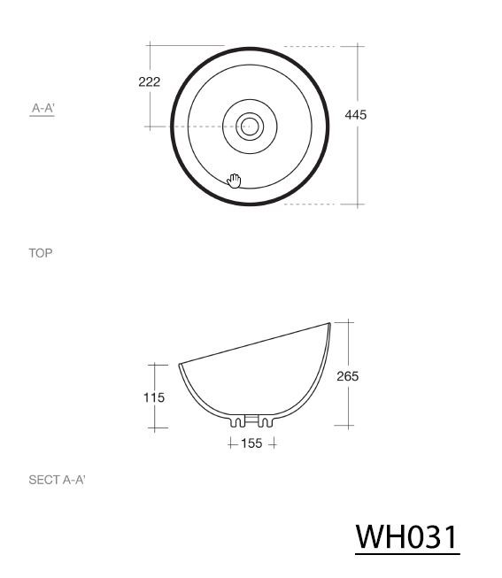 Sapho DOME OBLIQUE Umywalka owalna nablatowa/stawiana na blat ceramiczna 44x44 cm biały WH031