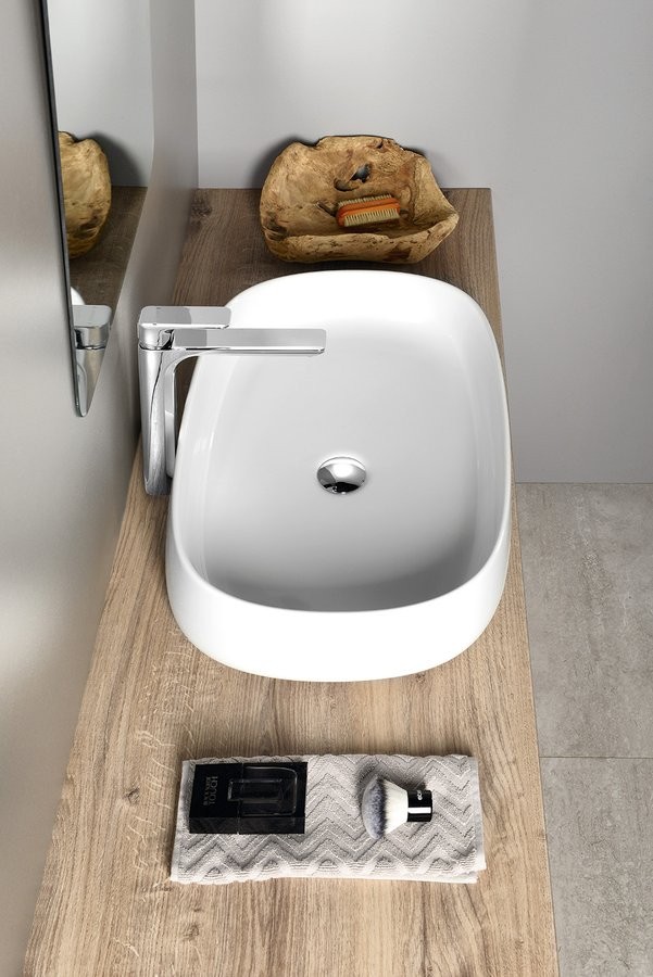 Sapho Jumper Umywalka owalna nablatowa/stawiana na blat ceramiczna 60x40 cm biały WH070