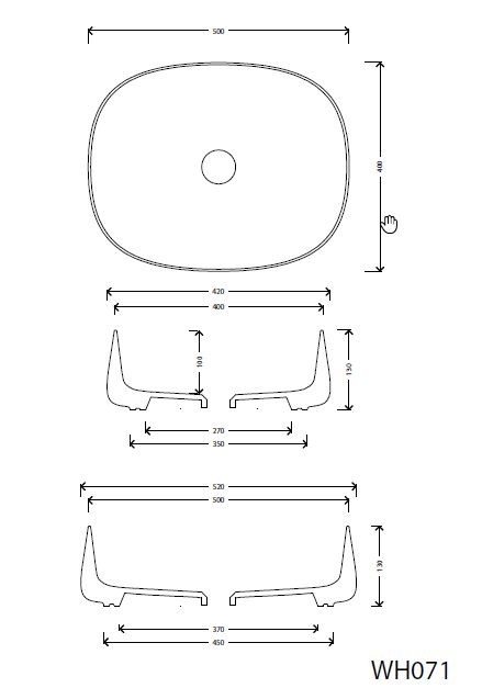 Sapho Jumper Umywalka owalna nablatowa/stawiana na blat ceramiczna 50x40 cm biały WH071