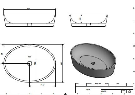 Sapho PERA Umywalka owalna nablatowa/stawiana na blat ceramiczna 61x42cm biały AR457