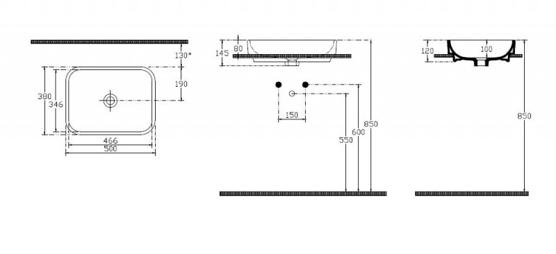 Sapho ISVEA SOTT AQUA Umywalka prostokątna nablatowa/wpuszczana w blat ceramiczna 50x38 cm biały 10SQ51050