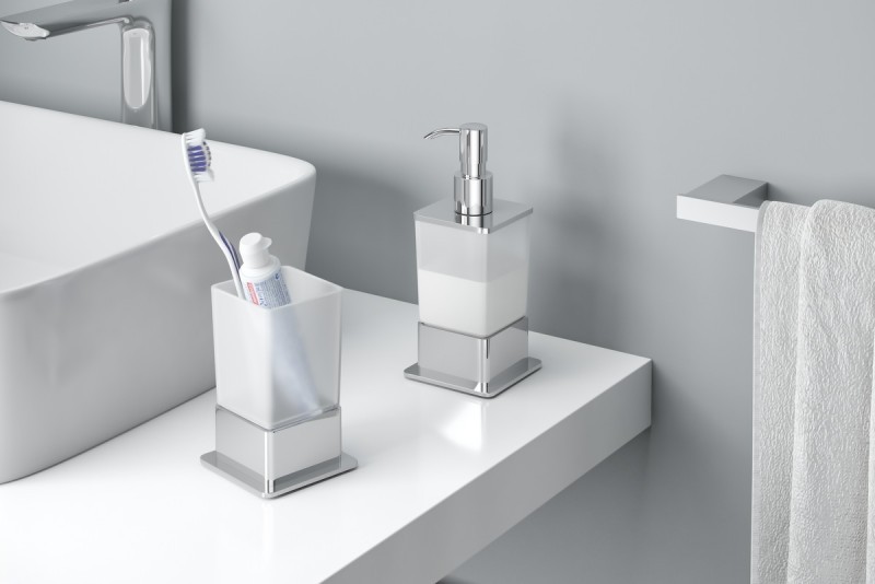 Excellent Riko dozownik szklany do mydła stojący chrom połysk DOEX.1616CR