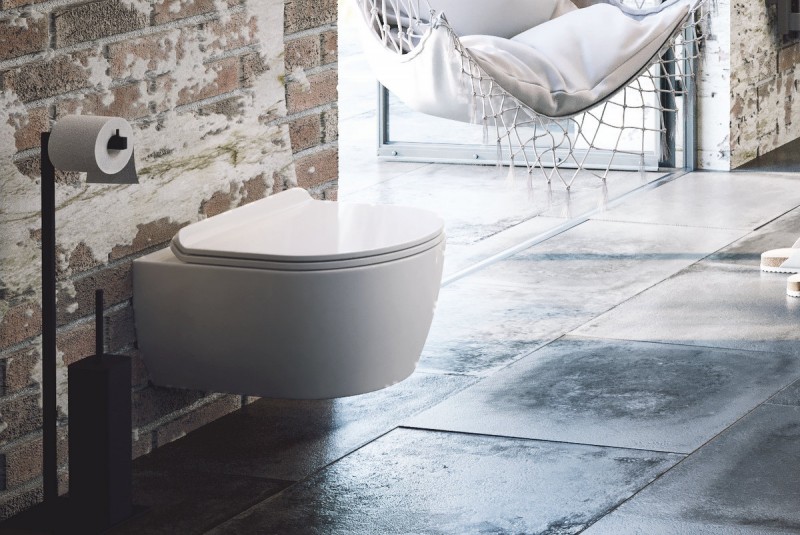 Excellent Riko stojak na papier toaletowy ze szczotką WC czarny matowy  DOEX.1650BL