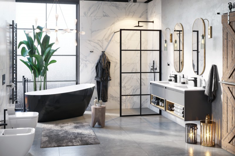 Excellent Riko mydelniczka szklana stojąca czarny mat DOEX.1613BL