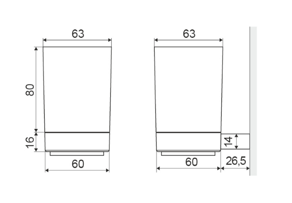 Excellent Riko kubek szklany stojący chrom połysk DOEX.1614CR