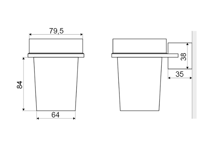 Excellent Kobo kubek szklany wiszący chrom połysk DOEX.1704CR