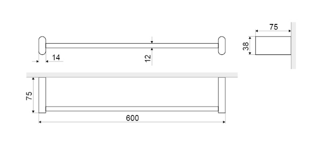 Excellent Kobo wieszak na ręcznik pojedynczy 60 cm chrom połysk DOEX.1711CR