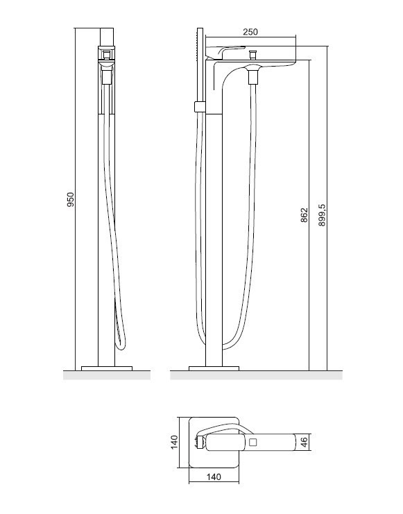 Excellent Keria bateria wannowa wolnostojąca czarny mat AREX.2055BL