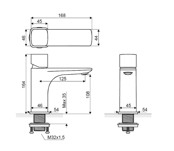 Excellent Keria Q bateria umywalkowa chrom AREX.2011CR