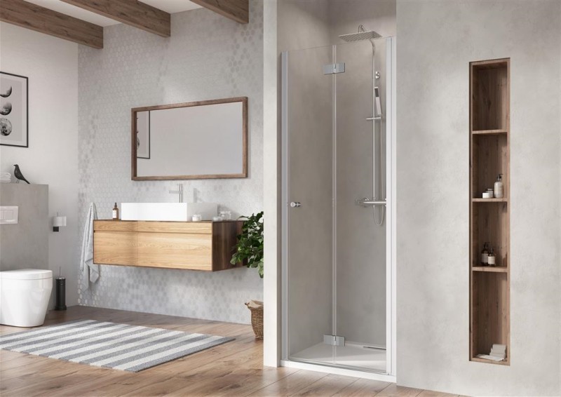 Radaway Nes DWB drzwi wnękowe składane 90cm prawe chrom przeźroczyste Easy Clean 10029090-01-01R