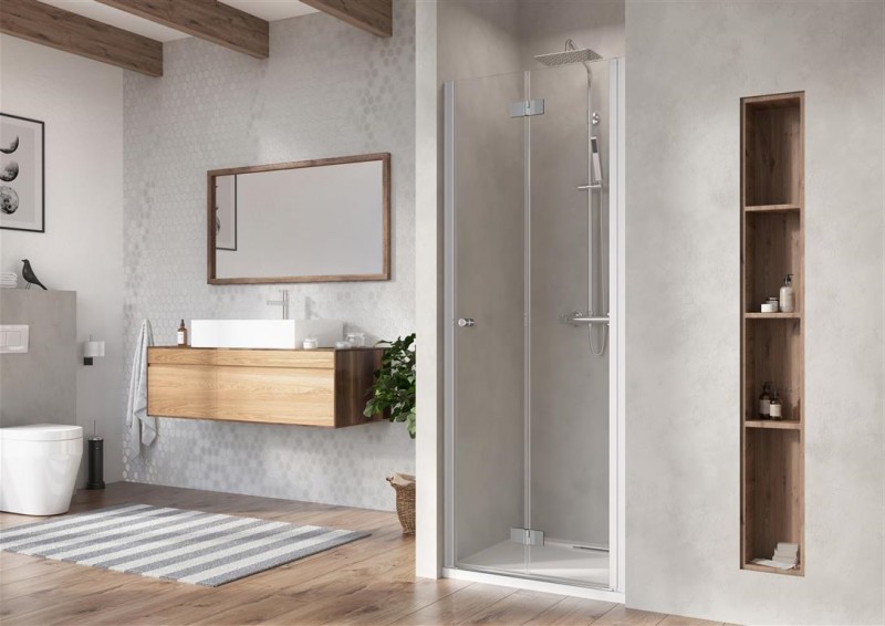 Radaway Nes DWB drzwi wnękowe składane 70cm prawe chrom przeźroczyste Easy Clean 10029070-01-01R