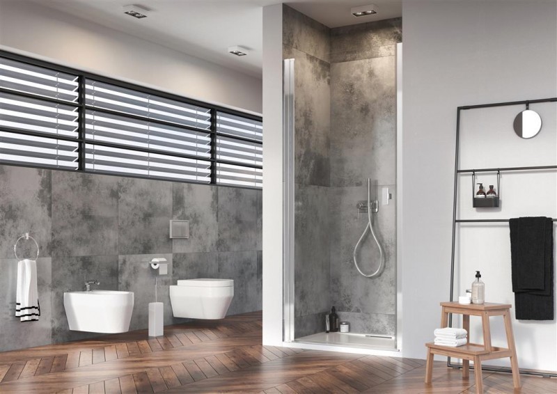 Radaway Nes DWJ I drzwi wnękowe wahadłowe 100cm lewe chrom przeźroczyste Easy Clean 10026100-01-01L