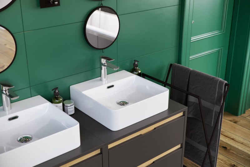 Excellent Tuto szafka pod umywalkę nablatową 60 cm 2 szuflady szary-dąb MLEX.0104.600.GRBL