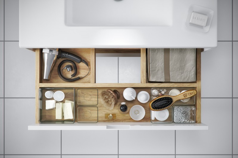 Excellent Tuto szafka z umywalką AS 60 cm 2 szuflady szary-dąb MLEX.0103.600.GRBL + CEEX.3617.600.WH