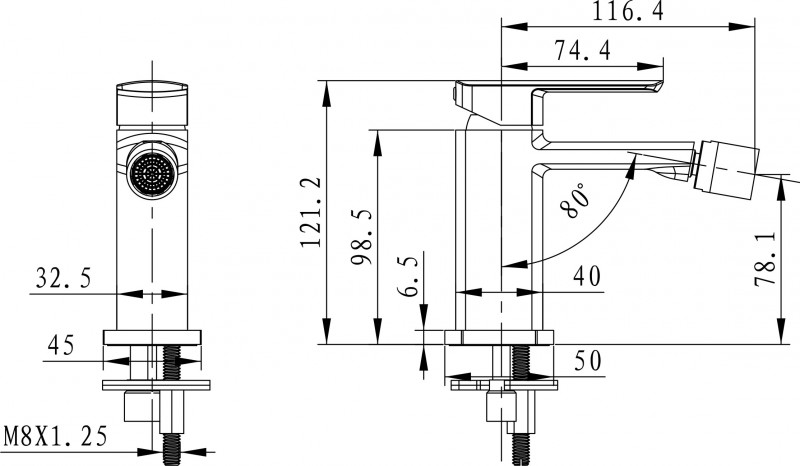 Actima Pride bateria bidetowa z korkiem chrom AREX.4003CR