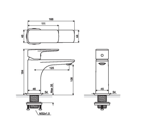 Excellent Keria bateria umywalkowa czarny mat AREX.2001BL