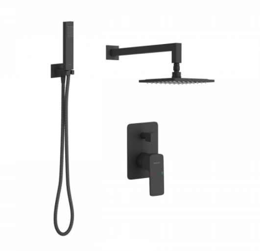 Excellent Keria zestaw podtynkowy z deszczownicą 20x20 czarny matowy AREX.SET.2045BL