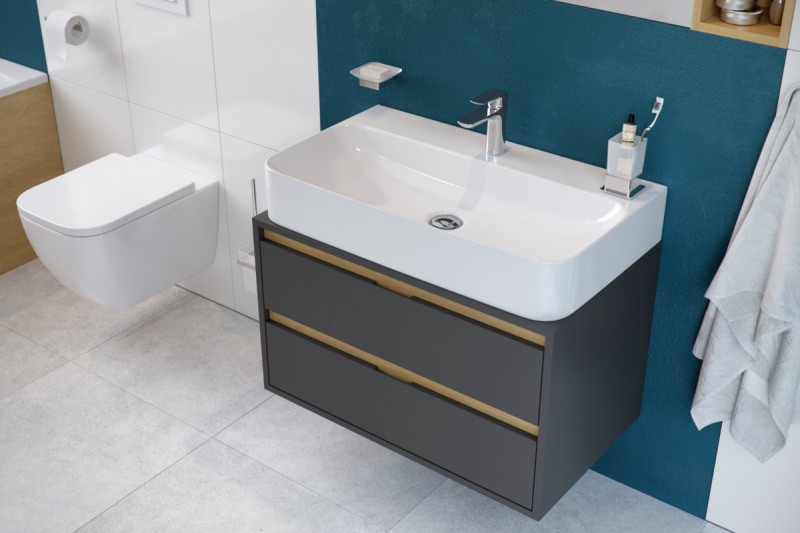 Excellent Tuto szafka pod umywalkę nablatową 60 cm 2 szuflady szary-dąb MLEX.0104.600.GRBL