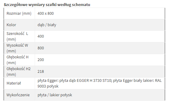Excellent Tuto szafka wisząca z frontem lewa 40 cm biały-dąb MLEX.0105.400.BLWH