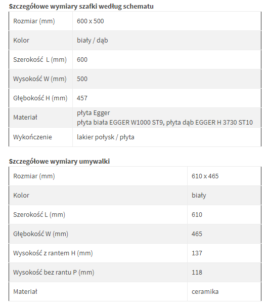 Excellent Tuto szafka z umywalką AS 60 cm 2 szuflady szary-dąb MLEX.0103.600.GRBL + CEEX.3617.600.WH