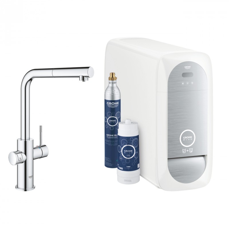 Grohe Blue Home zestaw startowy z wyciąganą wylewką w kształcie L chrom 31539000