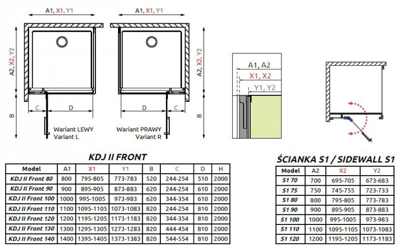 Radaway Arta KDJ II kabina prostokątna 140x75 drzwi wahadłowe prawe + ścianka chrom przeźroczyste Easy Clean 386457-03-01R + 386046-03-01R + 386018-03-01