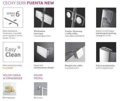 Radaway Fuenta New KDJ+S kabina trójścienna prostokątna 70x80x70 prawa drzwi otwierane chrom przeźroczyste Easy Clean 384021-01-01R + 2x 384048-01-01